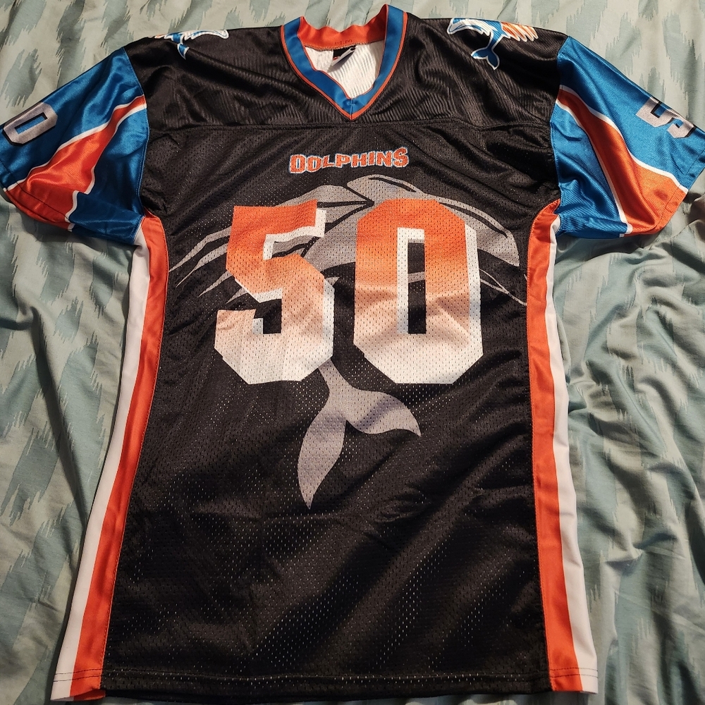 VINTAGE ALLESON MIAMI DOLPHINS LONG JERSEY T-SHIRT Men's Size‎ Large #50